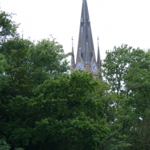 De kerktoren vanaf De Spiegelplas